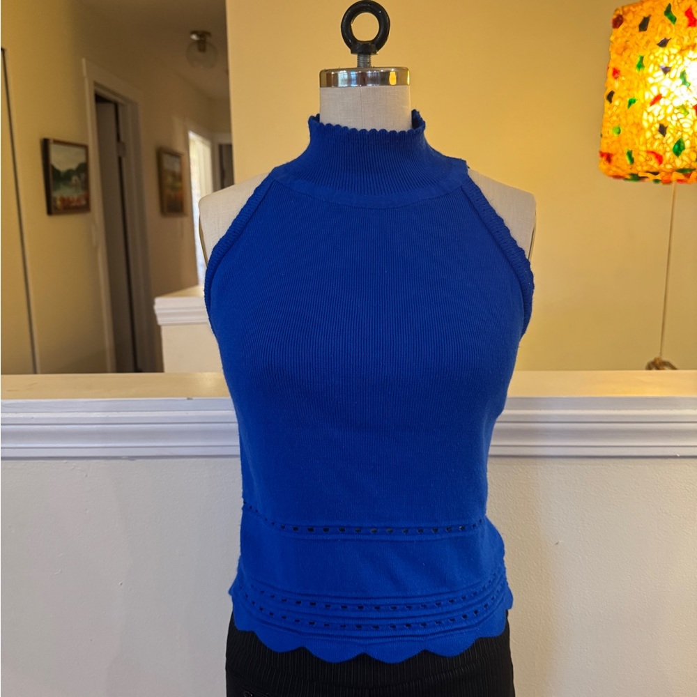 Blue Sleeveless Knit Top